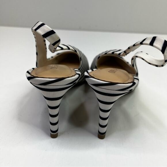 On 34th Monikaa Stripe Slingback Pump heels navy blue white - 8 - Picture 8 of 13